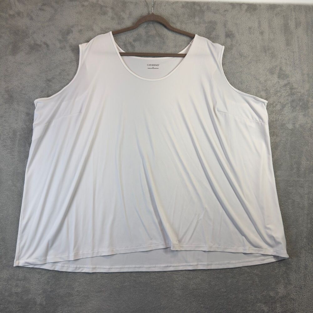 Catherines Tank Top Womens 5X White Sleeveless Stretch Plus Size Casual Comfy